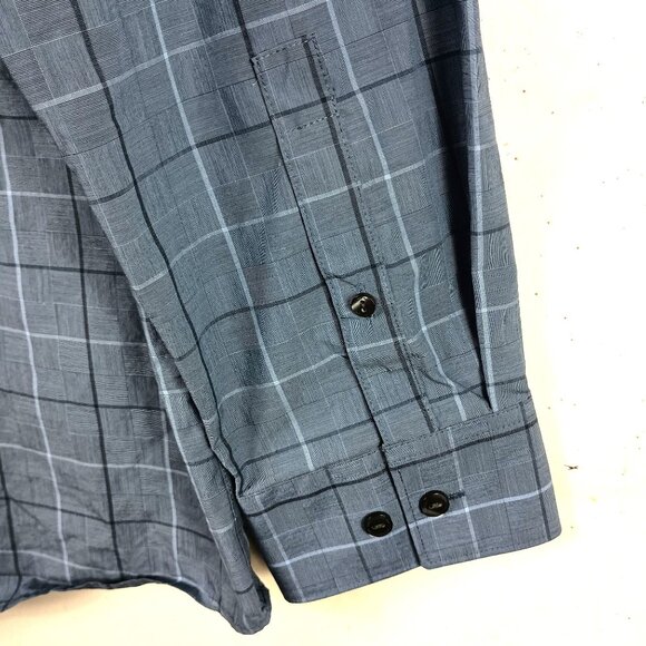 Calvin Klein Mens Infinite Cool Plaid Long Sleeve Button-Down Shirt Size L Blue - Picture 5 of 6